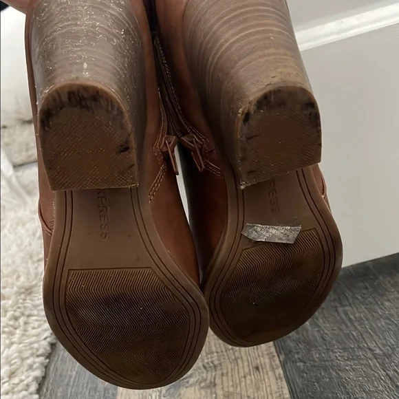 Express Brown Ankle Booties with Strap Detail - Picture 5 of 7